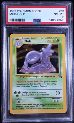 Pokemon Muk Holo PSA 8 Fossil Set 13/62 Vintage 1999 WOTC - Image 1