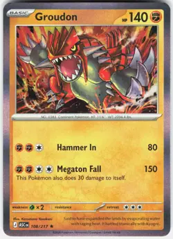 GROUDON 108/217 - POKEMON ASCENDED HEROES HOLO - NM RARE - Image 1