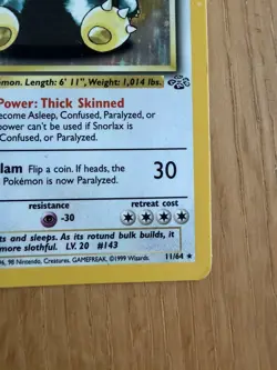 Pokemon Jungle Snorlax 11/64 Holo Rare 1999 WotC - Image 3