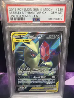 Pokemon Unified Minds Mega Sableye & Tyranitar GX 225/236 Full Art Holo PSA 10 - Image 1