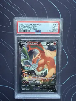 Pokemon Brilliant Stars Charizard V Full Art Alt Art MISCUT PSA 9 (OC) #154 - Image 1