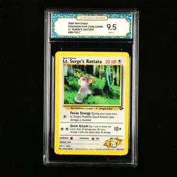 TQG 9.5 Mint+ 2000 Pokemon ENG Lt.Surge's Rattata #85/132 C - Image 1