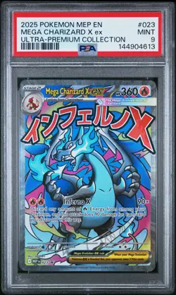 2025 POKEMON MEP EN-ME BLACK STAR PROMO #023 MEGA CHARIZARD X EX PSA 9 - Image 1