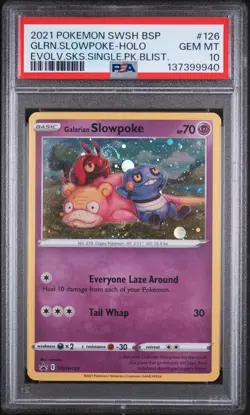 *SWIRL Galarian Slowpoke SWSH126 PSA 10 Pokemon Evolving Skies Promo Cosmos Holo - Image 1