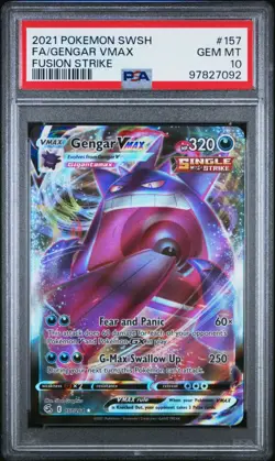 PSA 10 GEM MINT Pokemon Gengar VMAX 157/264 Full Art Fusion Strike - Image 1