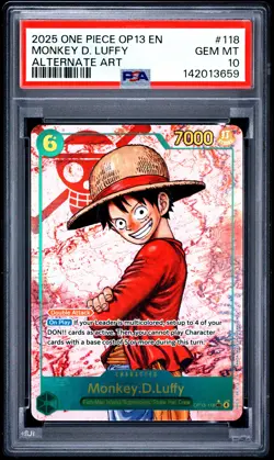 Monkey D. Luffy PSA10 2025 One Piece Op13-Carrying His Will Alt Art #118 - Image 1