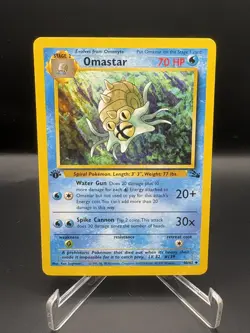 Pokemon Card Omastar 1st Edition LP/NM Fossil 40/62 - Image 1