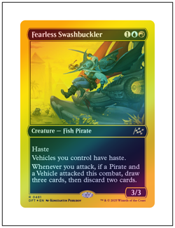 1x Fearless Swashbuckler, First Place Foil, Aetherdrift, MTG NM - Image 1