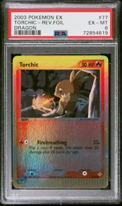 Pokemon Card Torchic 77/97 Reverse Holo EX Dragon PSA 6 EX-MT - Image 1