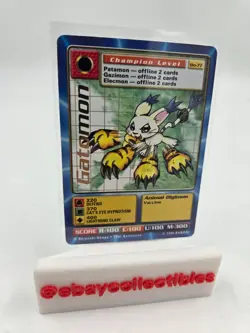 1999 Digimon Gatomon Gold Lettering Champion Level Card BO-77 - Image 1