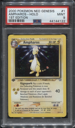 PSA 9 1st Edition Neo Genesis Ampharos 1/111 Holo Rare Pokemon TCG - Image 1