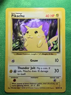 1999 POKEMON TCG BASE SET 58/102 PIKACHU UNLIMITED COMMON NEAR MINT - Image 1