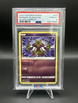 PSA 10 Gem Mint 2022 Pokemon SWSH Radiant Alakazam #059/195 Silver Tempest - Image 1