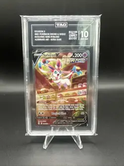 TAG 10 Gem Mint 2021 Pokemon Swsh Evolving Skies #184/203 Sylveon V Full Art - Image 1