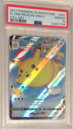2021 Pokemon SWSH Celebrations PSA 10 Flying Pikachu VMAX FULL ART Holo #007 - Image 1