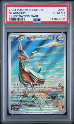 2024 POKEMON SSP EN-SURGING SPARKS ILLUSTRATION RARE #209 SKARMORY PSA 10 - Image 1