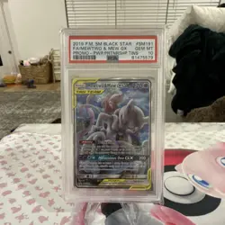 2019 Pokemon TCG SM Black Star Mewtwo & Mew GX SM191 Promo Full Art PSA 10 - Image 1