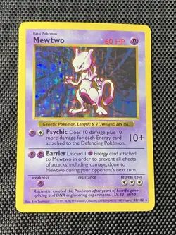 1999 Vintage Pokemon Mewtwo Base Set Shadowless Holo Rare #10/102 LP/MP - Image 1
