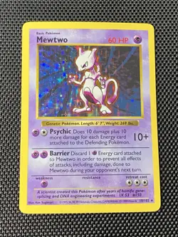1999 Vintage Pokemon Mewtwo Base Set Shadowless Holo Rare #10/102 LP/MP - Image 2