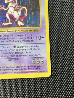 1999 Vintage Pokemon Mewtwo Base Set Shadowless Holo Rare #10/102 LP/MP - Image 5