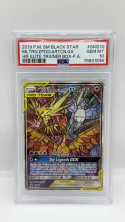 2019 Pokemon Black Star FA Tag Team Moltres Zapdos Articuno GX #SM210 🔥PSA 10🔥 - Image 2