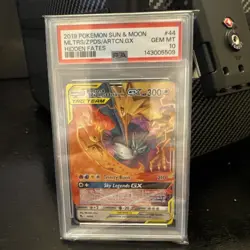 2019 POKEMON SUN & MOON HIDDEN FATES #44 MOLTRES & ZAPDOS & ARTICUNO GX PSA 10 - Image 1