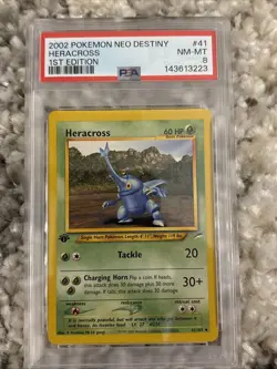 Pokemon PSA 8 1ST EDITION HERACROSS 41/105 NEO DESTINY - NM VINTAGE - Image 1