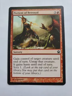 MTG Magic The Gathering Card Portent of Betrayal Sorcery Red Theros 2013 - Image 1