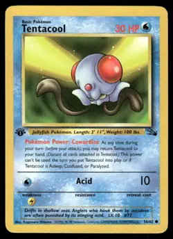 Pokemon Cards Tentacool 56/62 1st Edition Fossil WOTC Common NM - Image 1