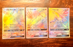 Entei GX, Tapu Bulu GX, Palkia GX Rainbow Rare Pokemon Cards. Excellent Condtion - Image 1