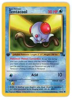 Tentacool 56/62 1st Edition Fossil Pokemon Card - Image 1