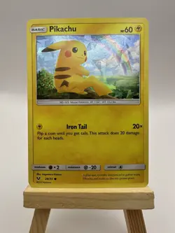 Pikachu 28/73 Cracked Ice Holo Rare Card - 2017 Pokemon Shining Legends - NM - Image 1