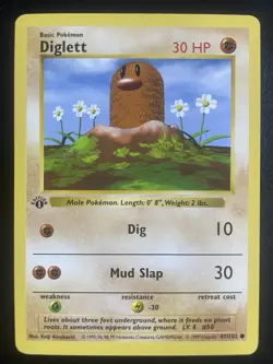 Diglett 47/102 MP 1st Edition Shadowless Base Set Pokemon TCG WOTC - Image 1