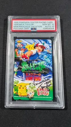 Pokemon Phone Card MSB/Pikachu's Vacation PSA 10 GEM MT Veronica Taylor AUTO 10 - Image 1