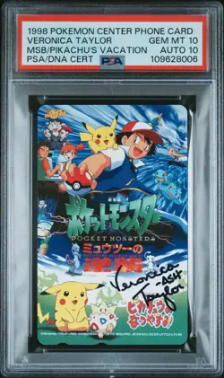 Pokemon Phone Card MSB/Pikachu's Vacation PSA 10 GEM MT Veronica Taylor AUTO 10 - Image 4