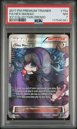 2017 POKEMON PREMIUM TRAINER XY COLLECTION PROMO #75A FULL ART/HEX MANIAC PSA 7 - Image 1