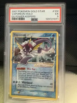 Pokemon Vaporeon Gold Star EX Power Keepers Holo Ultra Rare #102 PSA 5 - Image 1