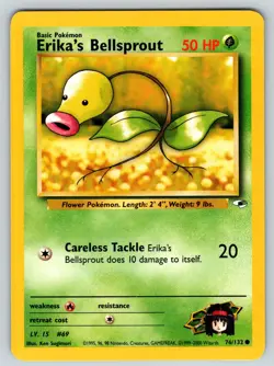 Erika's Bellsprout 76/132 Common Gym Heroes Pokemon Unlimited Moderately Played - Image 1