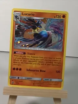 2017 Pokemon Lucario - SM54 - Cosmos Holo Promo - SM Black Star Promo NM - Image 1