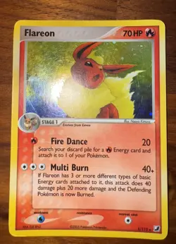Pokemon Flareon Holo Rare 5/115 EX Unseen Forces 70HP Multi Burn English - Image 1
