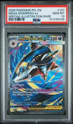 2025 Pokemon Pfl En-Phantasmal Flames #127 Mega Sharpedo Ex PSA 10 - Image 1