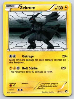 Zekrom 47/114 Holo Rare Black & White Pokemon Holo Moderately Played - Image 1