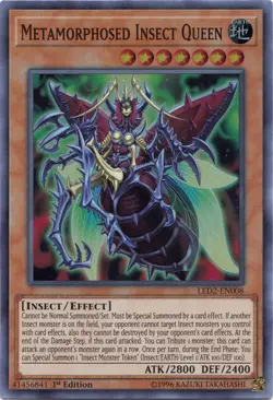 Yugioh! LP Metamorphosed Insect Queen - LED2-EN008 - Super Rare - 1st Edition Li - Image 1