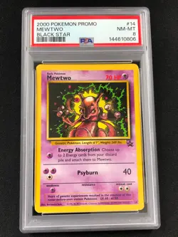 Pokemon 2000 Mewtwo Black Star Promo #14 PSA 8 - Image 1