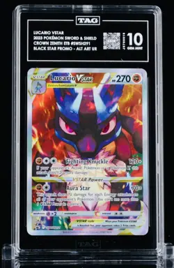 2023 POKEMON BLACK STAR PROMO SWSH 291 FA/LUCARIO VSTAR CROWN ZENITH TAG 10 - Image 1