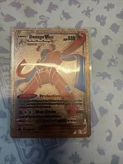 Deoxys VMAX Metal Gold Foil Pokemon Card Fan Art Display Card HP330 - Image 1