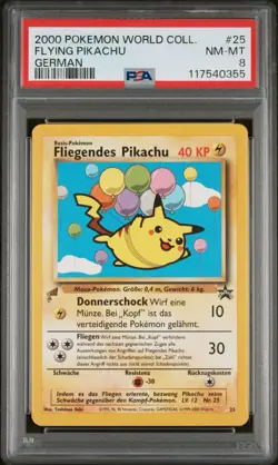 2000 POKEMON PIKACHU WORLD 25 FLYING PIKACHU GERMAN PSA 8 - Image 1