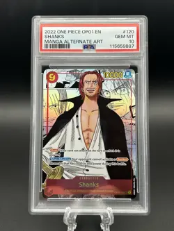 One Piece 2022 OP01 ROMANCE Dawn Manga Alternate Art #120 Shanks, PSA 10 - Image 1