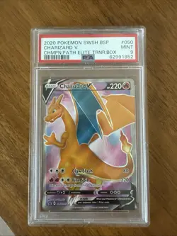 2020 Pokemon SWSH BSP Charizard V #50 Champions Path ETB Promo PSA 9 MINT - Image 1
