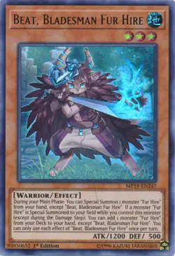 Yugioh! Beat, Bladesman Fur Hire - MP19-EN247 - Ultra Rare - 1st Edition Near Mi - Image 1